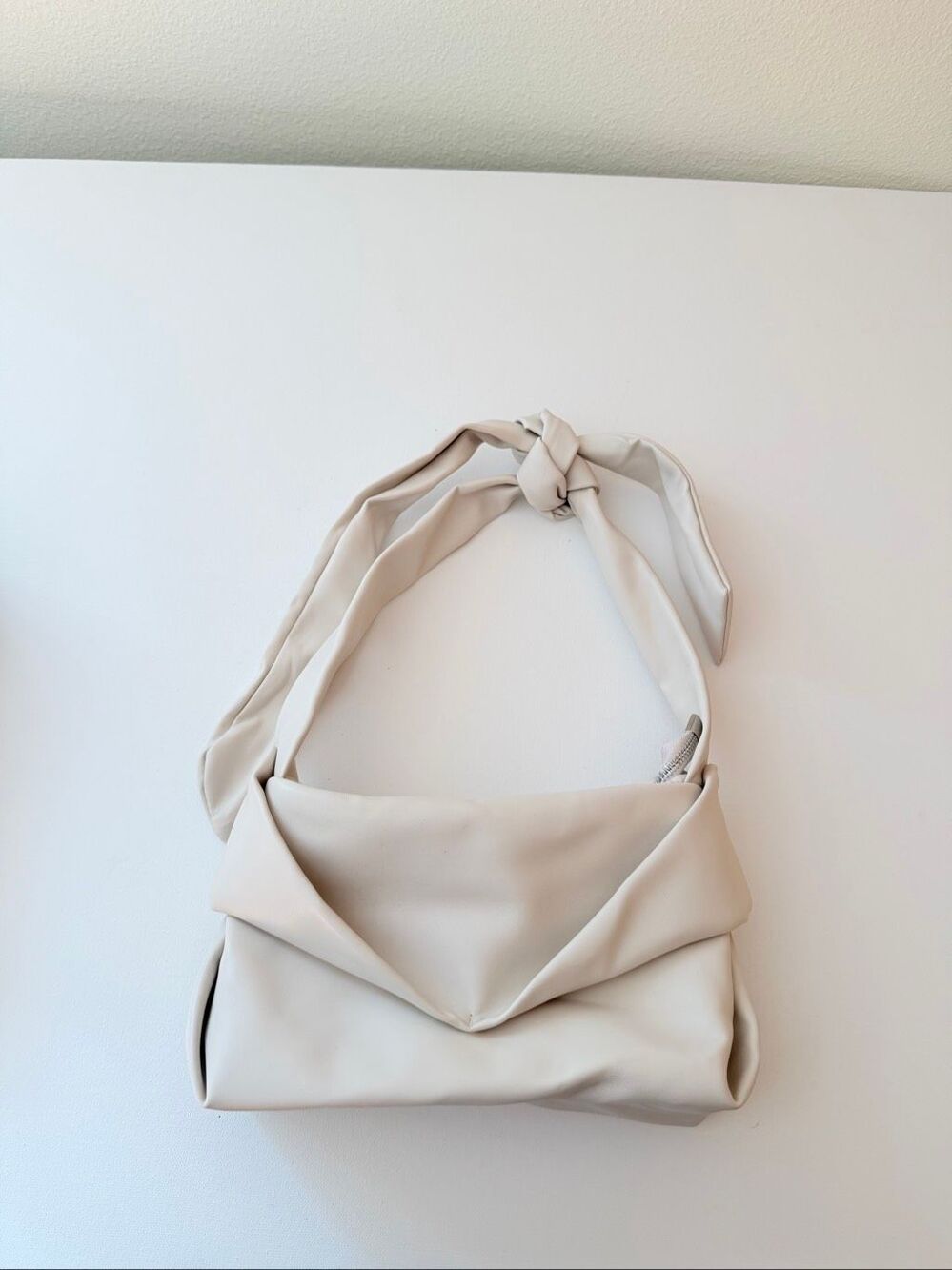 STREET LEVEL handbag Vegan Leather Cream Knot Bag RARE Shoulder Purse!
